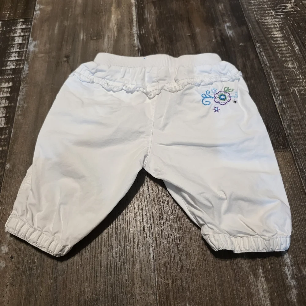 White Embroidered Baby Pants